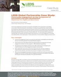 LEDS Global Partnership Case Study: Community engagement as key component of successful mini-grid development Experiences from Nigeria and Sierra Leone