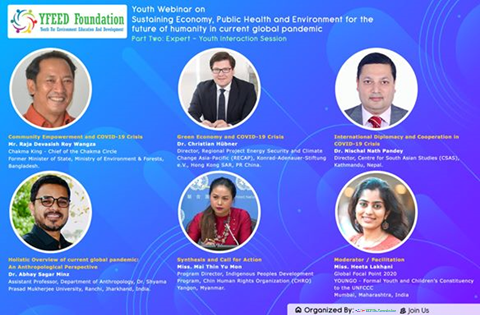 Six speakers profile pictures on purple background  