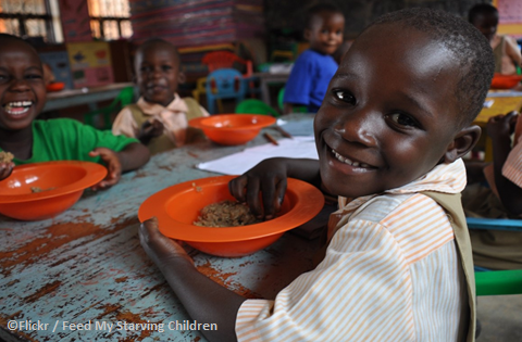 Boy eating at school