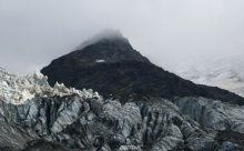 Glacier on Mountain with Mist